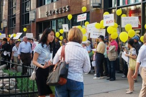 In the middle of Michigan Ave. (Magnificent Mile)